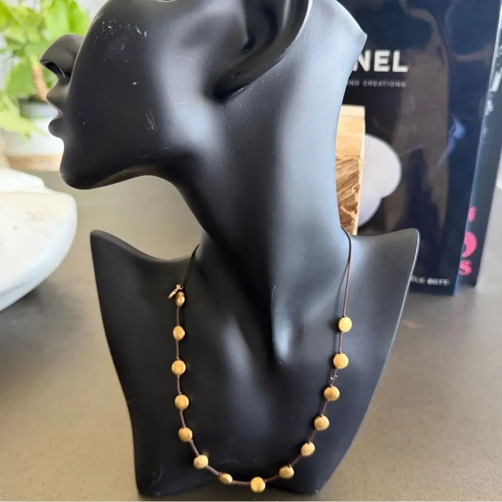 Blee Inara Bold Matte Gold Disc Adjustable Necklace